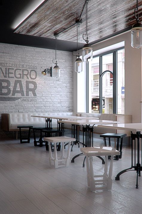 Projekt wnętrz baru NEGRO w Gliwicach PPG70