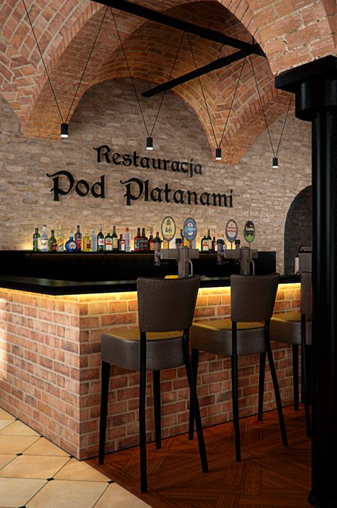 Projekt wnętrz baru Pod Platanami w Wilkowicach PRW12